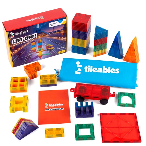 Tileables - 100 Piece Magnetic Tiles (with Travel Bag &amp; Idea Booklet)