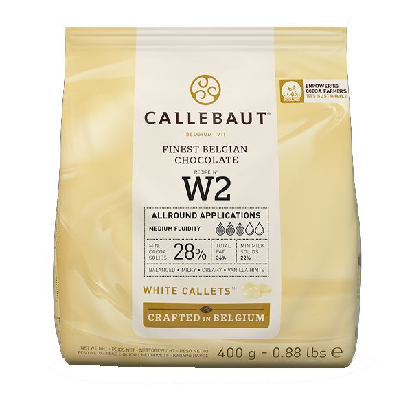 Callebaut No W2 Finest 28% White Milk Chocolate Couverture - 400g