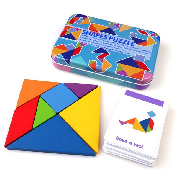 Children's Wooden Colorful Tangram Set