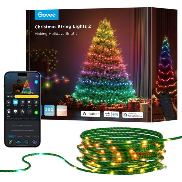Govee Christmas String Lights 2 - (20m) Supports Matter, Durable, IP 65
