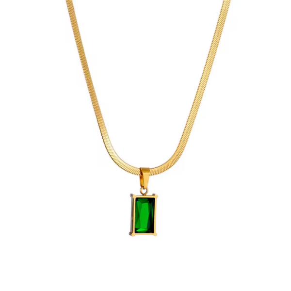 Green Crystal Zircon Necklace &amp; Earring Combo