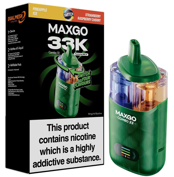 Relx Maxgo Combo 33k Kit Pineapple Ice And Strawberry raspberry cherry