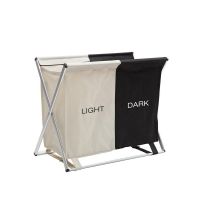 Portable Double Laundry Basket Hamper - Dark & Colour
