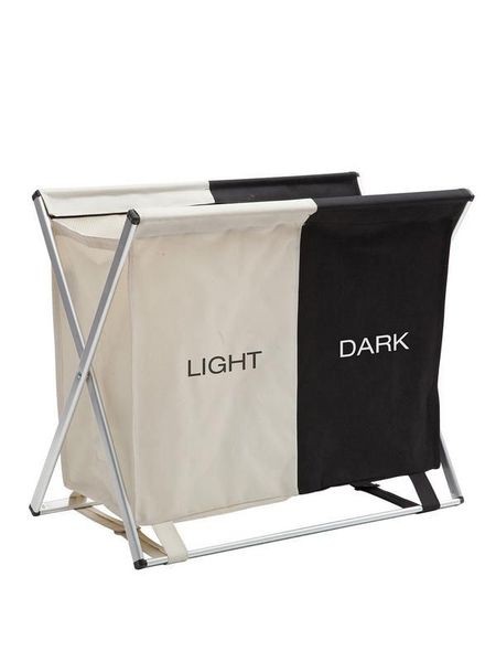 Portable Double Laundry Basket Hamper - Dark &amp; Colour