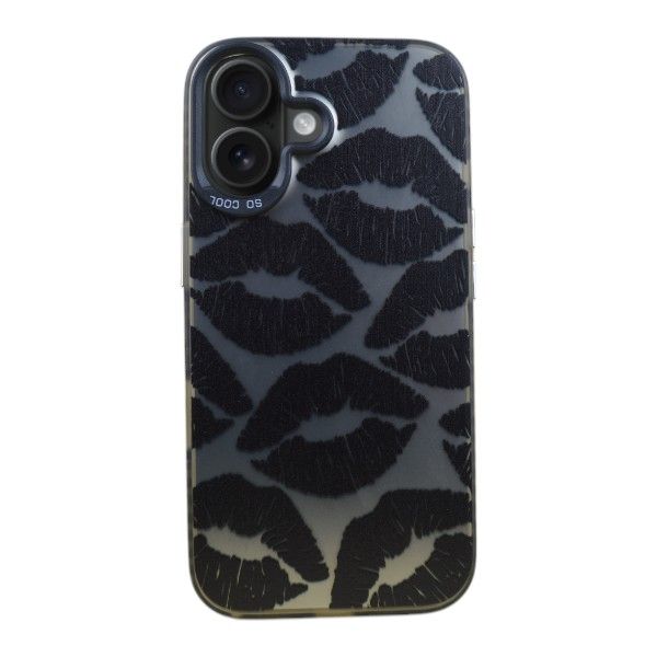Midnight Kiss Lip Print Phone Case Compatible With IPH 15 Pro Max - Silver