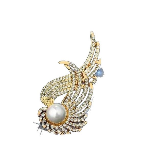 Gold Pearl Feather Brooch image