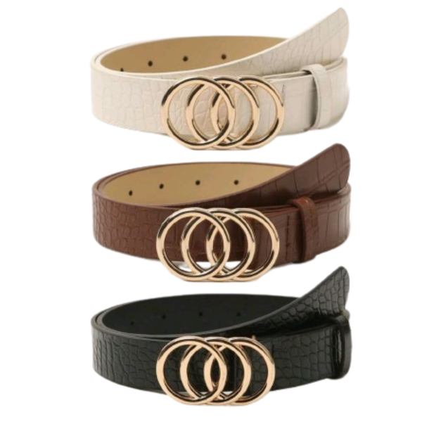 3 Pieces Women Decorative Alloy Buckle Belts