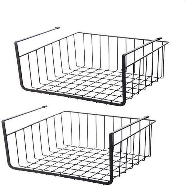 2 Pack Stackable Hanging Wire Baskets - Black