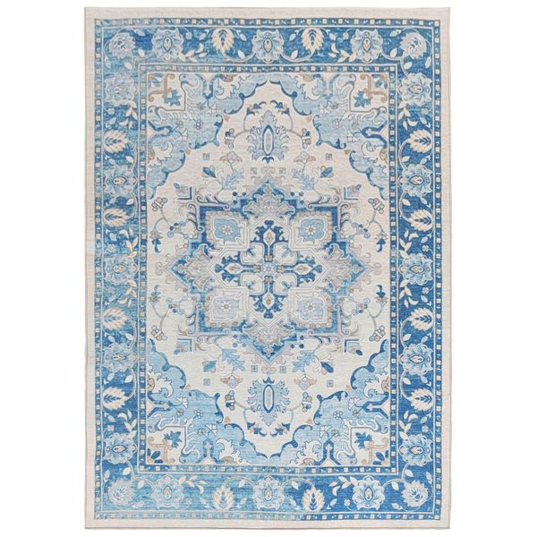 Urban Thread Mojave Style Area Rug - Serene Blue Medallion &amp; Floral Accents