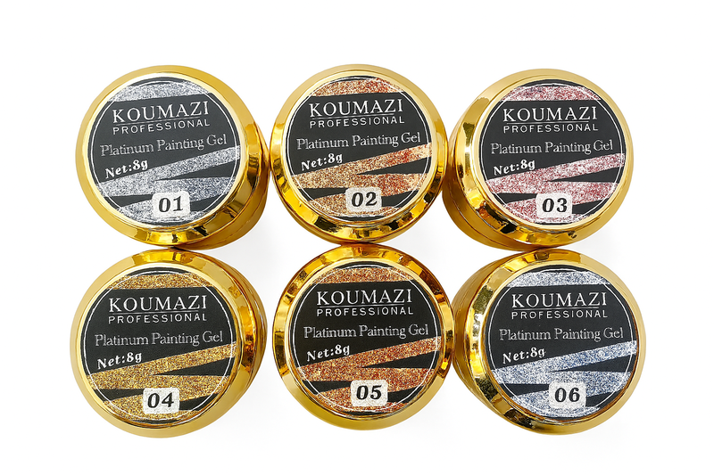 Shiny Platinum Painting Gel Set - Koumazi 6-Color Nail Art Must-Have