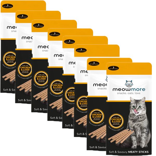 MeowMore Chicken &amp; Liver Meaty Sticks - 8 Pack