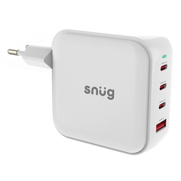Snug 4 Port Ultra Fast GaN Wall Charger - White