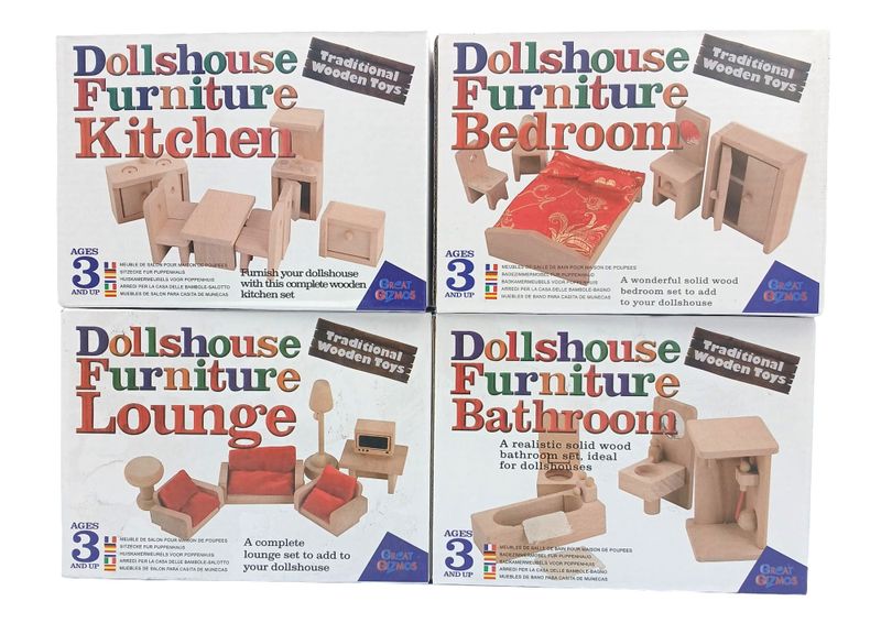 Dollhouse Miniature Wooden Furniture Set
