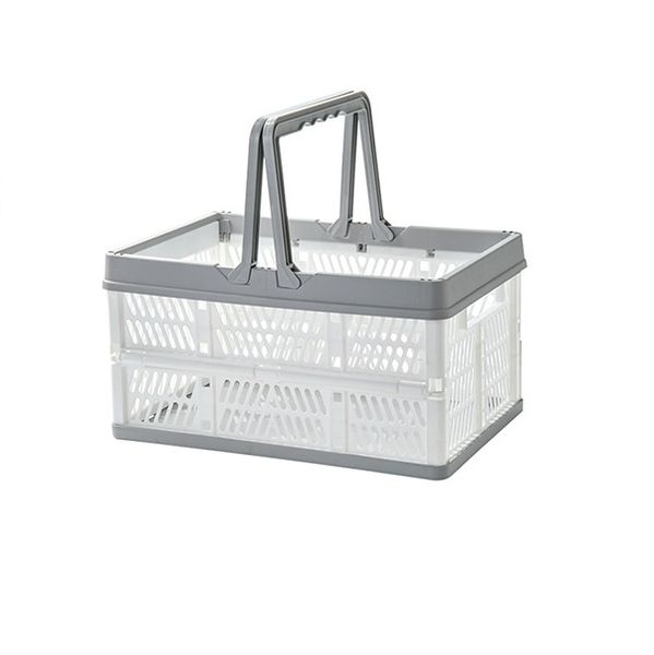 Collapsible Plastic Shopping Basket Crate With Handles
