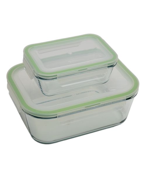 George &amp; Mason - Storage Box Clip Lock Green Silicone Lid - Set