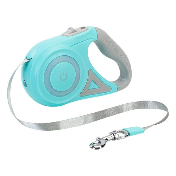 5M - Retractable Pet Leash With LED Light - Turquoise