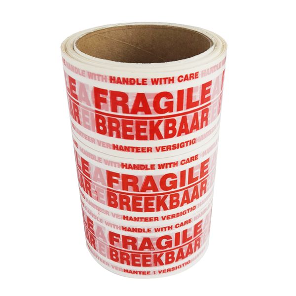 Alberton Labels - Fragile Package Tape 48mm x 50m Packaging Tape - 3 Pack
