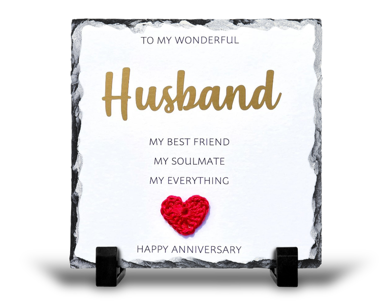 To My Wonderful Husband Happy Anniversary v1 Gift Rock Slate