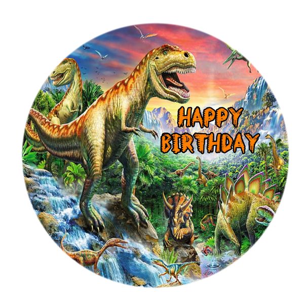 Dinosaur Round Wooden Vinyl Signage 40CM