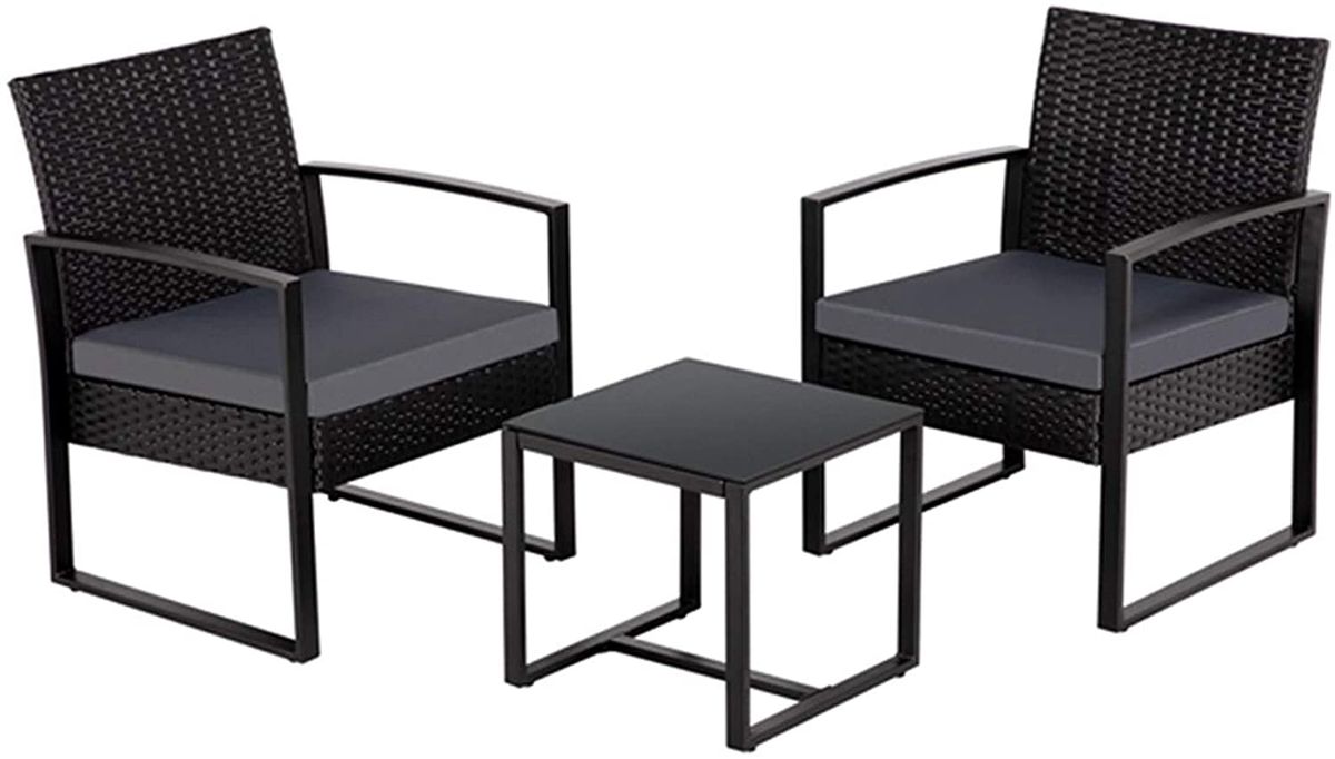 Anchor 2 Balcony chairs & Coffee Table Patio set; Home decor - Black Wicker