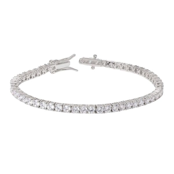 Ladies 4mm Claw Setting Silver Tennis Bracelet