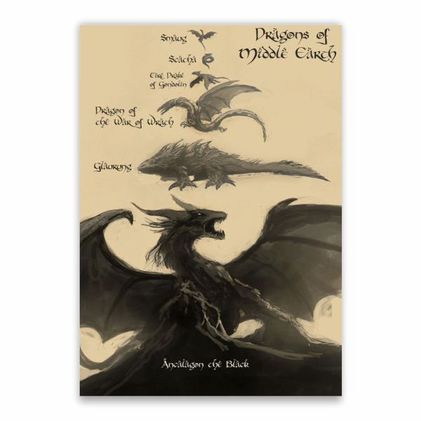 Dragons Of Middle Earth Poster - A1