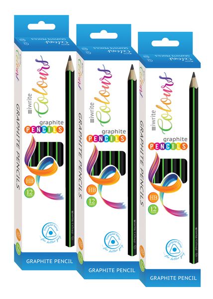 iWrite Colours Graphite Pencils HB - 3 Boxes of 12 - 36 Pencils