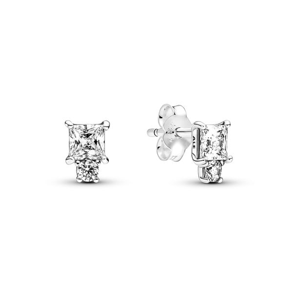 Pandora Sparkling Round &amp; Square Earrings.