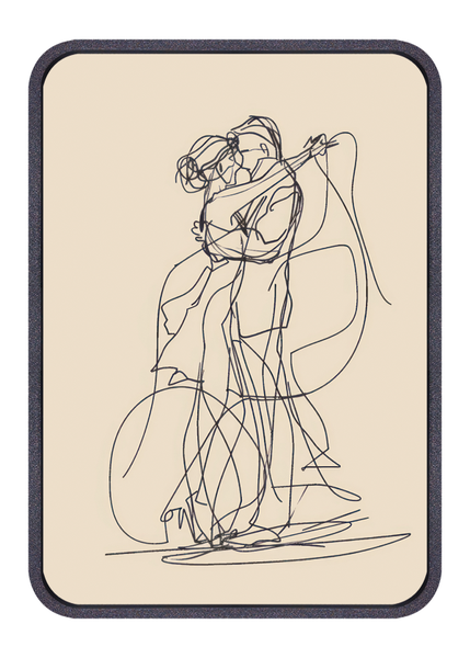 Couple Hugging Line Art Wallpaper