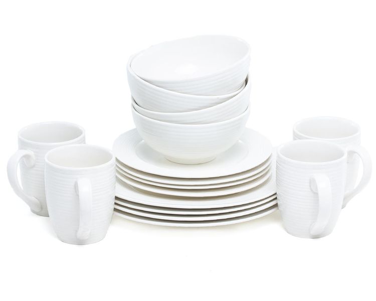 George &amp; Mason - Porcelain Embossed 16 Piece Dinner Set