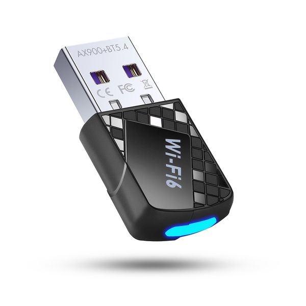 USB Wi-Fi Adapter,WiFi 6 &amp; Bluetooth Adapter for Laptop PC - 900Mbps