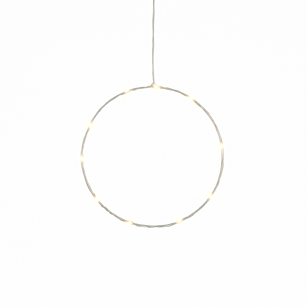 Christmas Hanging Circle Lit Silver 10LED 20cm