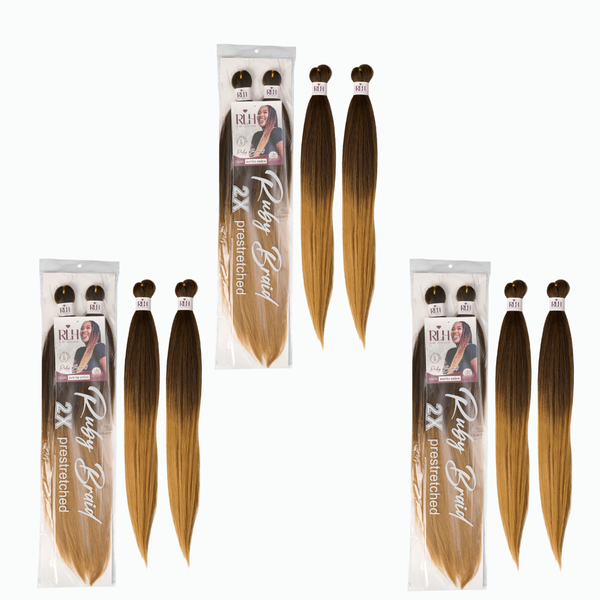 3x RUBY LOVE HAIR PRESTRECHED 2-PACK BRAID