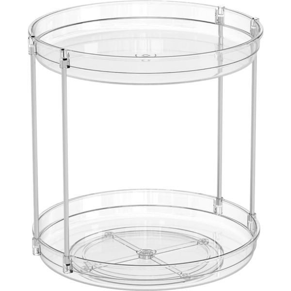 2 Tier Clear Lazy Susan Turntable Organizer for Kitchen and Bathroom