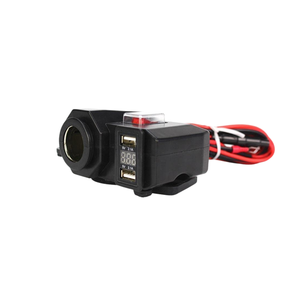 Dual USB Charger and Cigarette Lighter port for Motorcycle