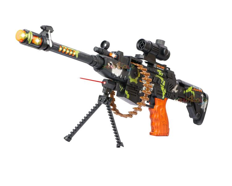 Army Style Toy Machine Gun for Kids with Music and Laser Light