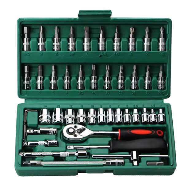 46 Piece Auto Repair Tool Set Sleeve Tool With Ratchet Tool Set Green