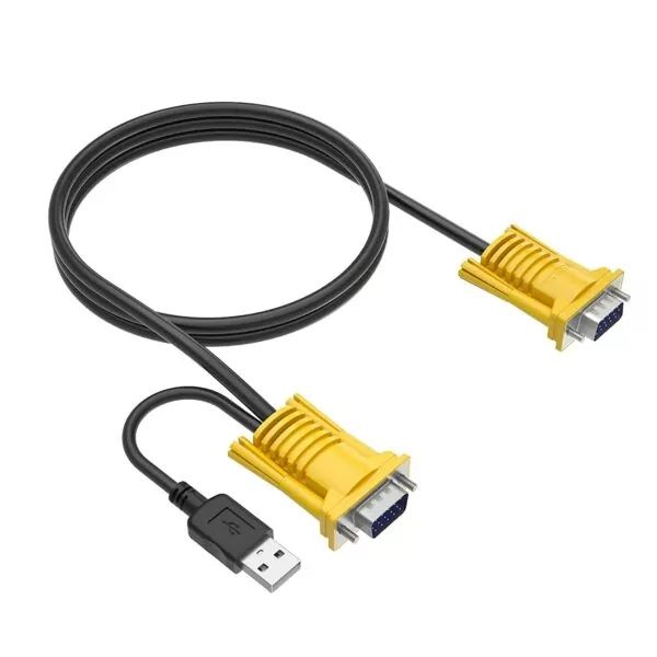 High Quality Video 2-in-1 USB VGA KVM Cable 1.2m for PC and Server