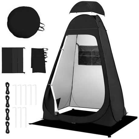 190cm Camping Pop Up Shower Tent Portable Privacy Changing Tent with Mat Image