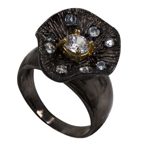 doubleW Jewels Unusual 'Jewellery Art' Cubic Zirconia Sterling Silver Ring