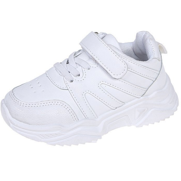 Sneakers Hook and Look Strap School Shoes White Running Shoes