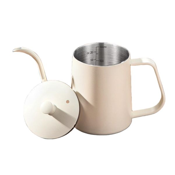 Gooseneck Pour Over Coffee Kettle, Long Narrow Spout Hand Drip Kettle-White
