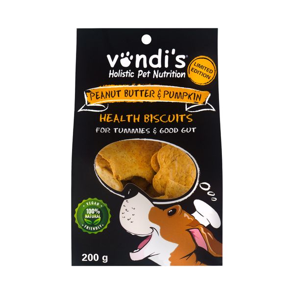 Vondis Peanut Butter &amp; Pumpkin Biscuits Digestive Dog Biscuits – 200g