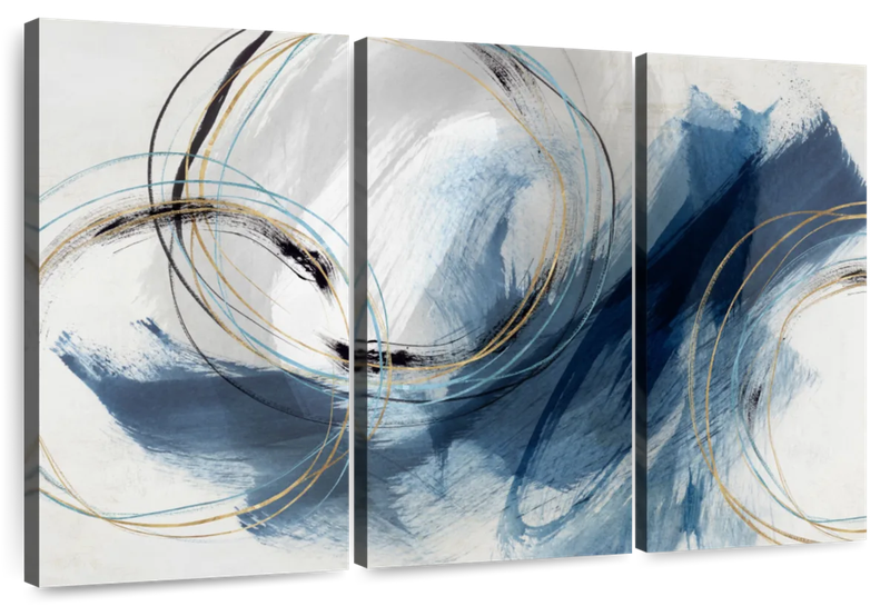 Canvas Art - Detour 3 Piece Abstract Canvas Wall Art Living Bedroom Decor