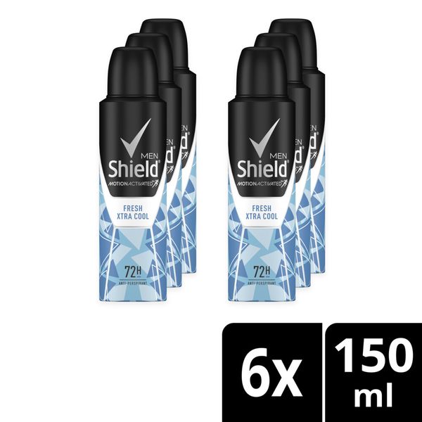 Shield Men Fresh Xtra Cool Antiperspirant Deodorant Body Spray 6x150ml