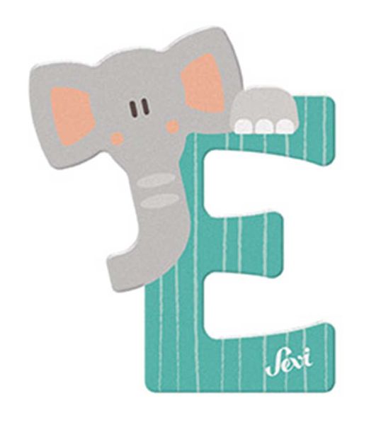 Sevi Wooden Letter E Elephant 10cm - Orange