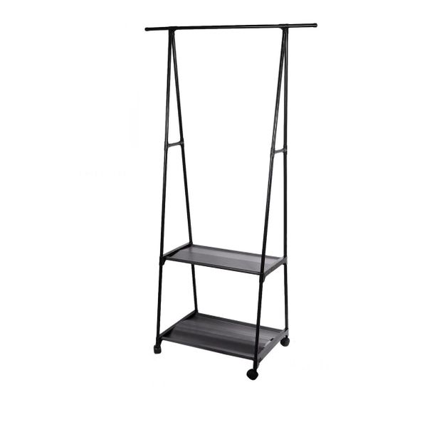 Clothes Rack Small Metal Garment Rack with Shelve for bedroom Rolling black