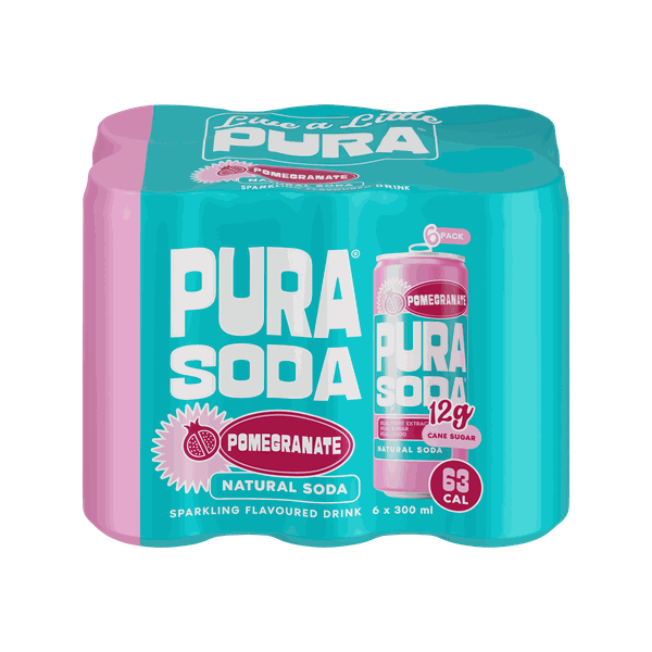 Pura Soda Pomegranate - 4 x 6-Pack | Refreshing Sparkling Water