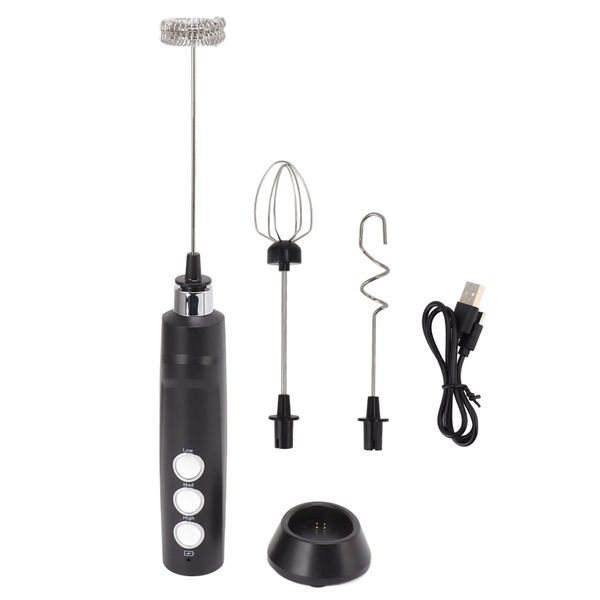 Electric Tumbler Stirrer Rechargeable Handheld Mini Foam Maker Black