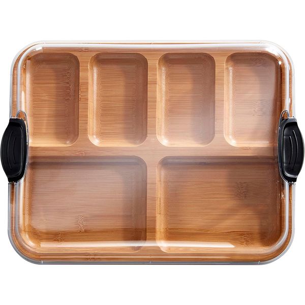 Serving Tray Snack Tray Food Platter Cut Board with Built-In Compartments